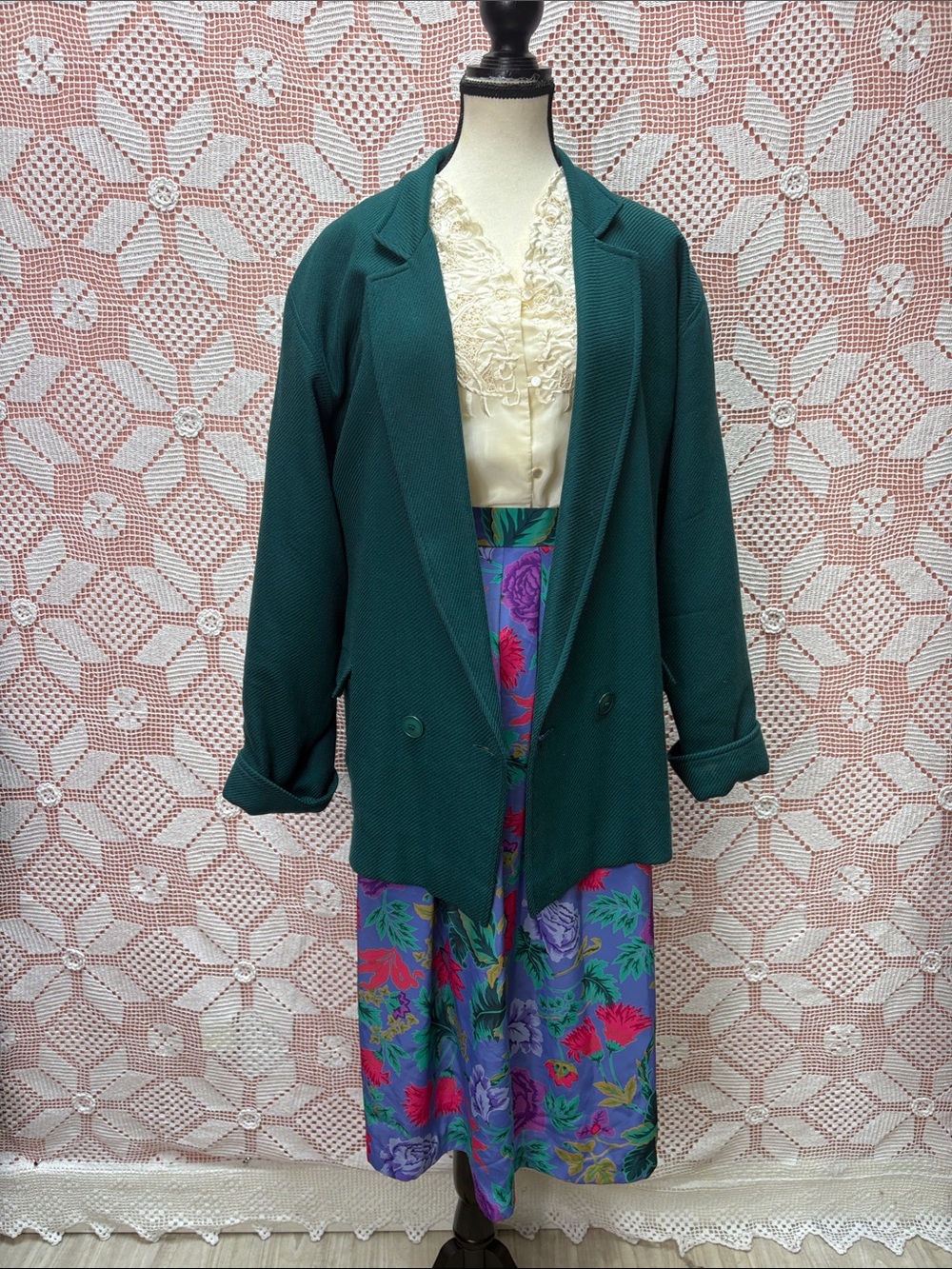 Vintage Chic Petites Floral Midi Skirt Sz14